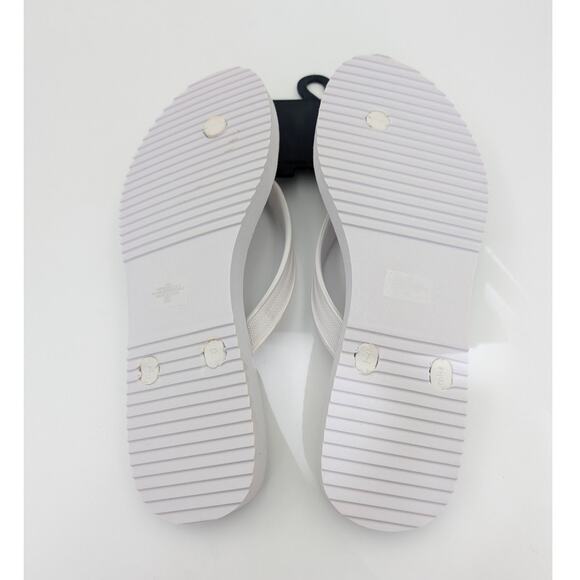 Tommy Hilfiger Thong Flip Flops Sandals Women's Striped White Size US8 EU39 - Picture 5 of 7